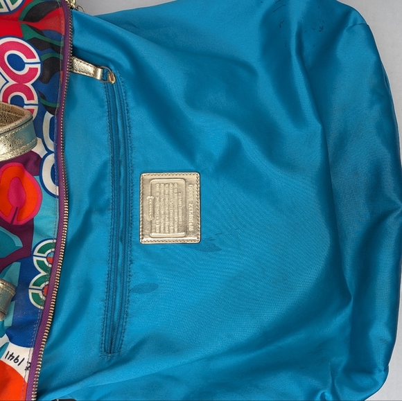 Coach Poppy Graffiti Signature Tote Multicolor Canvas Gold Leather Straps 13839 - Picture 16 of 16